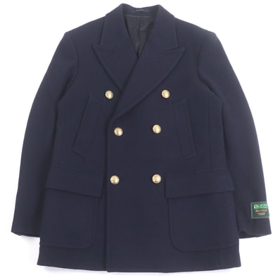 極美品 グッチ チェスターコート ネイビー メンズ 44 715703