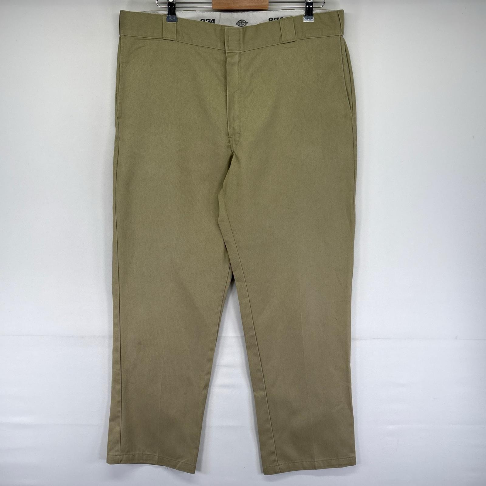古着 ディッキーズ Dickies パンツ チノパン ジッパーフライ ストレート ワンポイント 874 センタープレス W38 L32 ベージュ系 メンズ