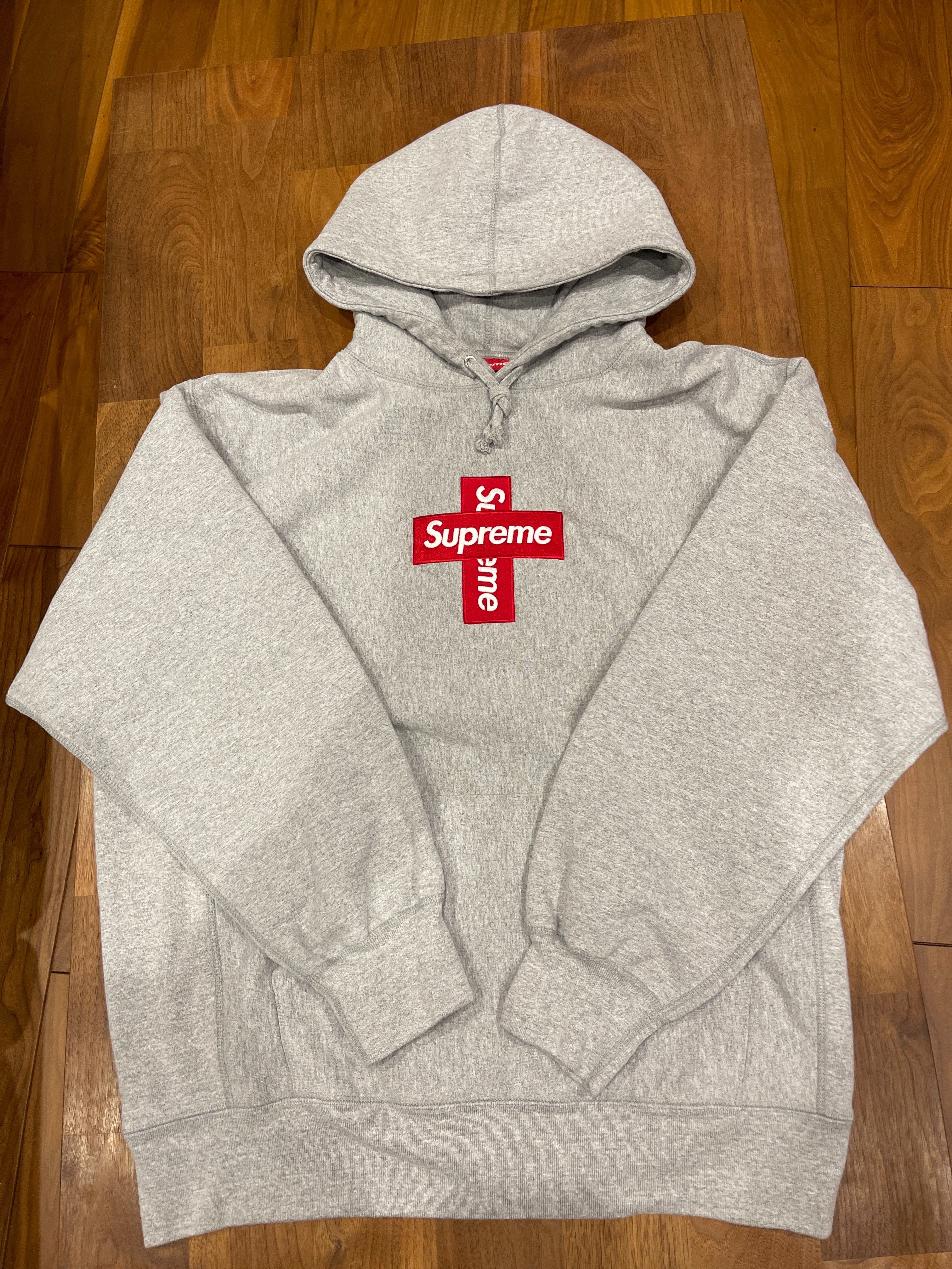 Supreme Cross Box Logo Hooded Sweatshirt "Grey"