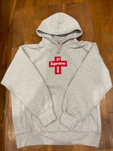 Supreme Cross Box Logo Hooded Sweatshirt "Grey"