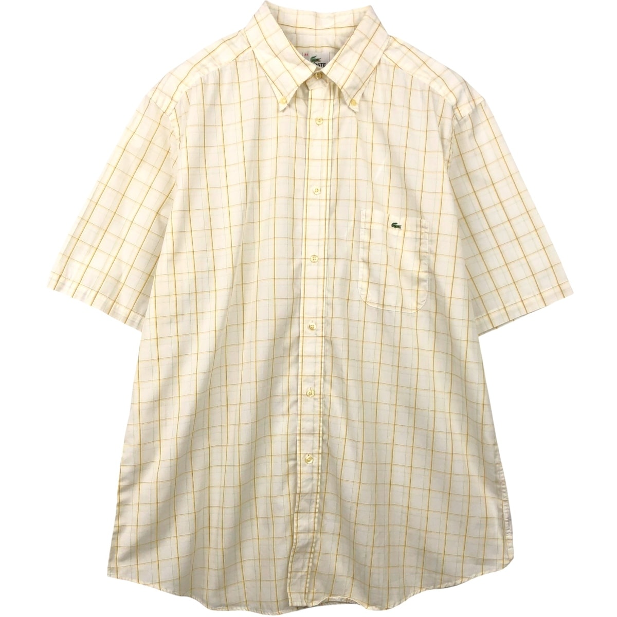 古着 ラコステ LACOSTE 半袖 ボタンダウン チェックシャツ メンズL相当/eaa655922