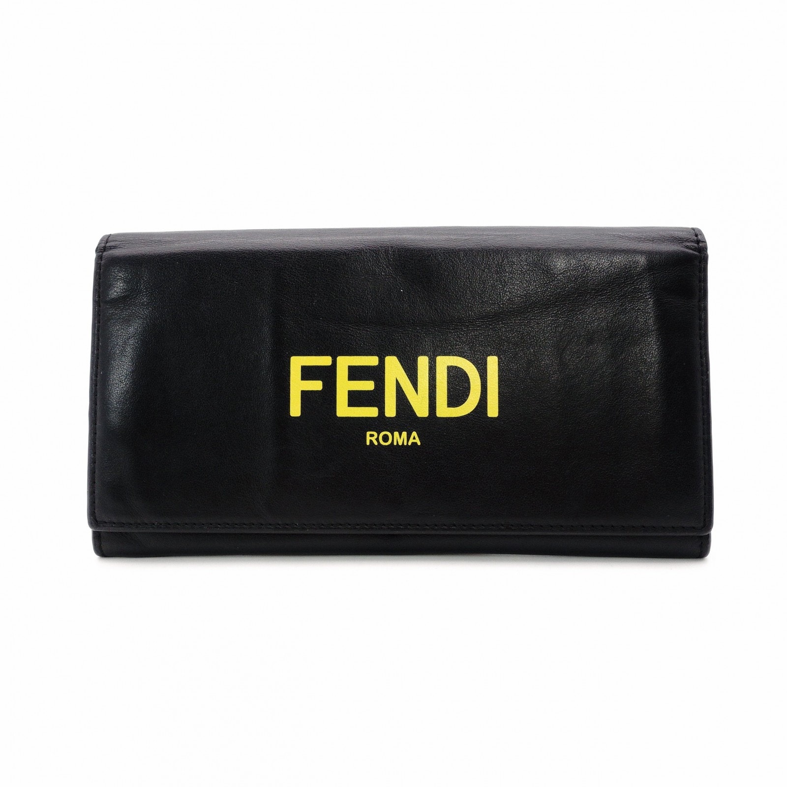 FENDI フェンディ コンチネンタル 長財布 レザー ブラック×イエロー 財布