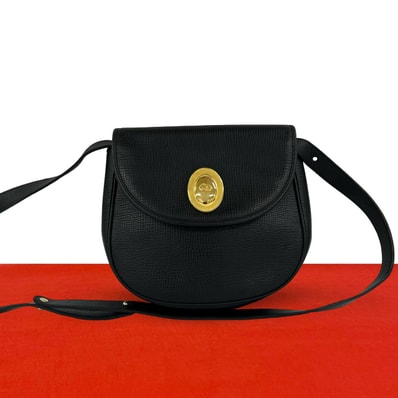 Christian Dior ディオール CD ロゴ 金具 レザー ショルダーバッグ ブラック
94363
