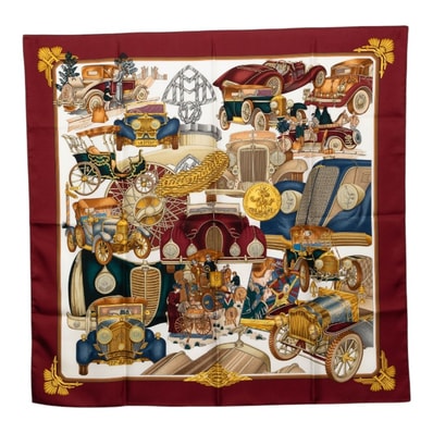 エルメス カレ90 ST.CHRISTOPHE ET L’ENFANT JESUS オートモービル スカーフ 大判 マルチカラー シルク レディース HERMES 【中古】