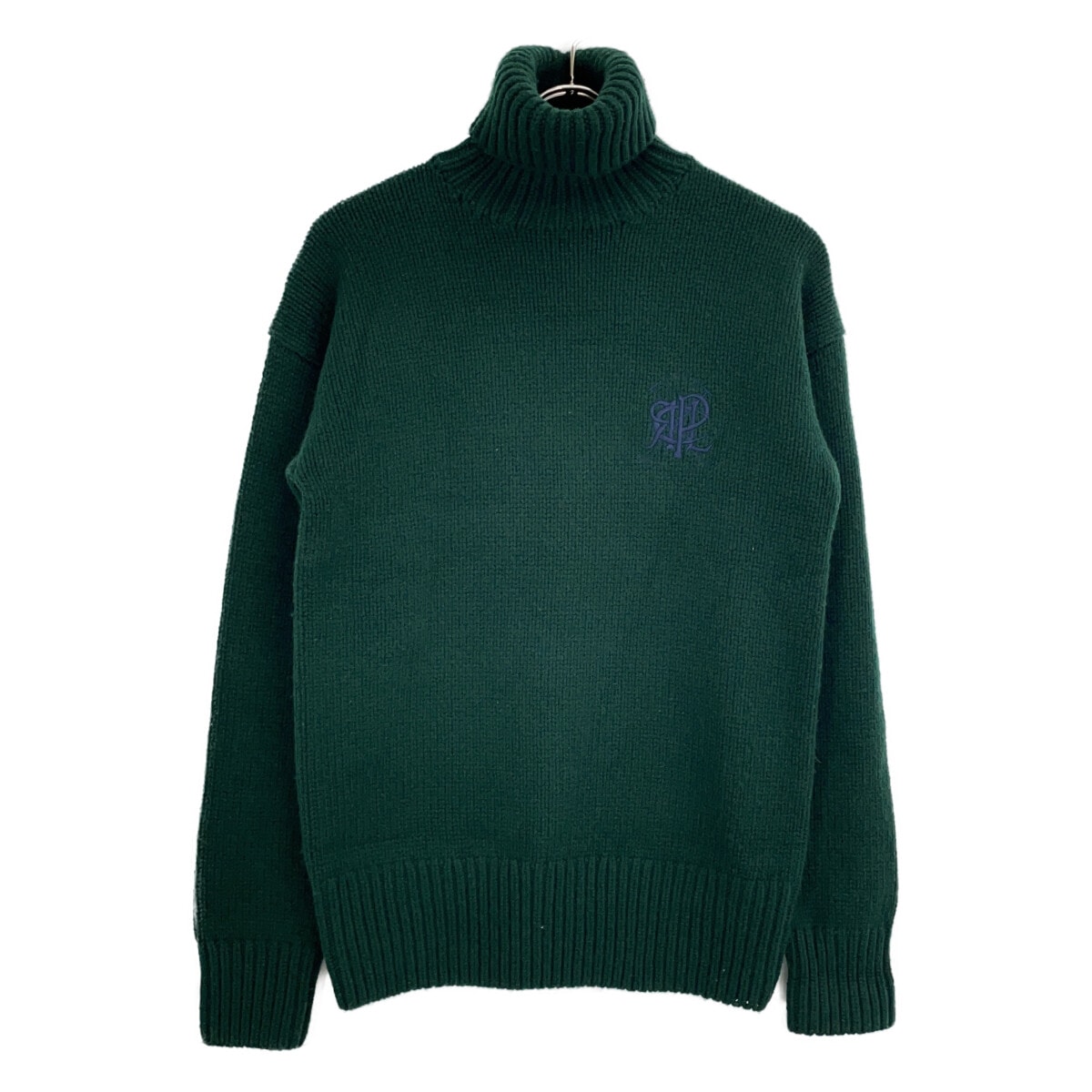 ポロ ラルフローレン 24AW 710941055002 グリーン ウール×ナイロン ロゴ刺繍 タートルネックニットプルオーバー XS