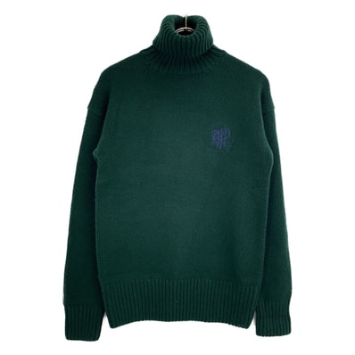 ポロ ラルフローレン 24AW 710941055002 グリーン ウール×ナイロン ロゴ刺繍 タートルネックニットプルオーバー XS