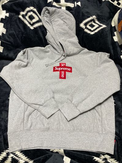 Supreme Cross Box Logo Hooded Sweatshirt "Grey"