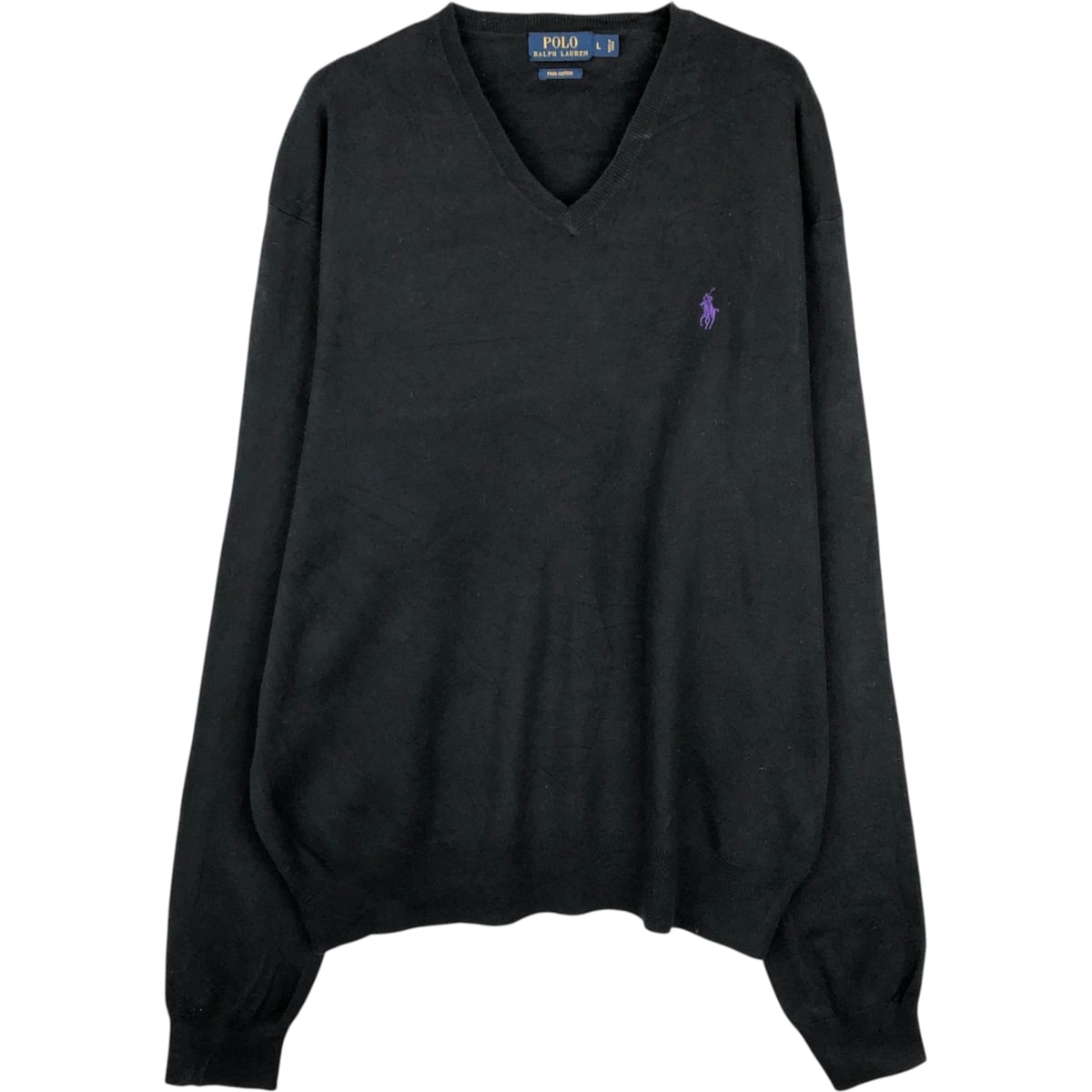 古着 ラルフローレン Ralph Lauren POLO RALPH LAUREN PIMA COTTON Vネック ピマコットンニットセーター メンズL相当/eaa637175