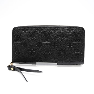 LOUIS VUITTON(ルイ・ヴィトン)ポルトフォイユ・クレマンス モノグラム・アンプラント 長財布 ブラック レザー ゴールド金具 レディース【中古】