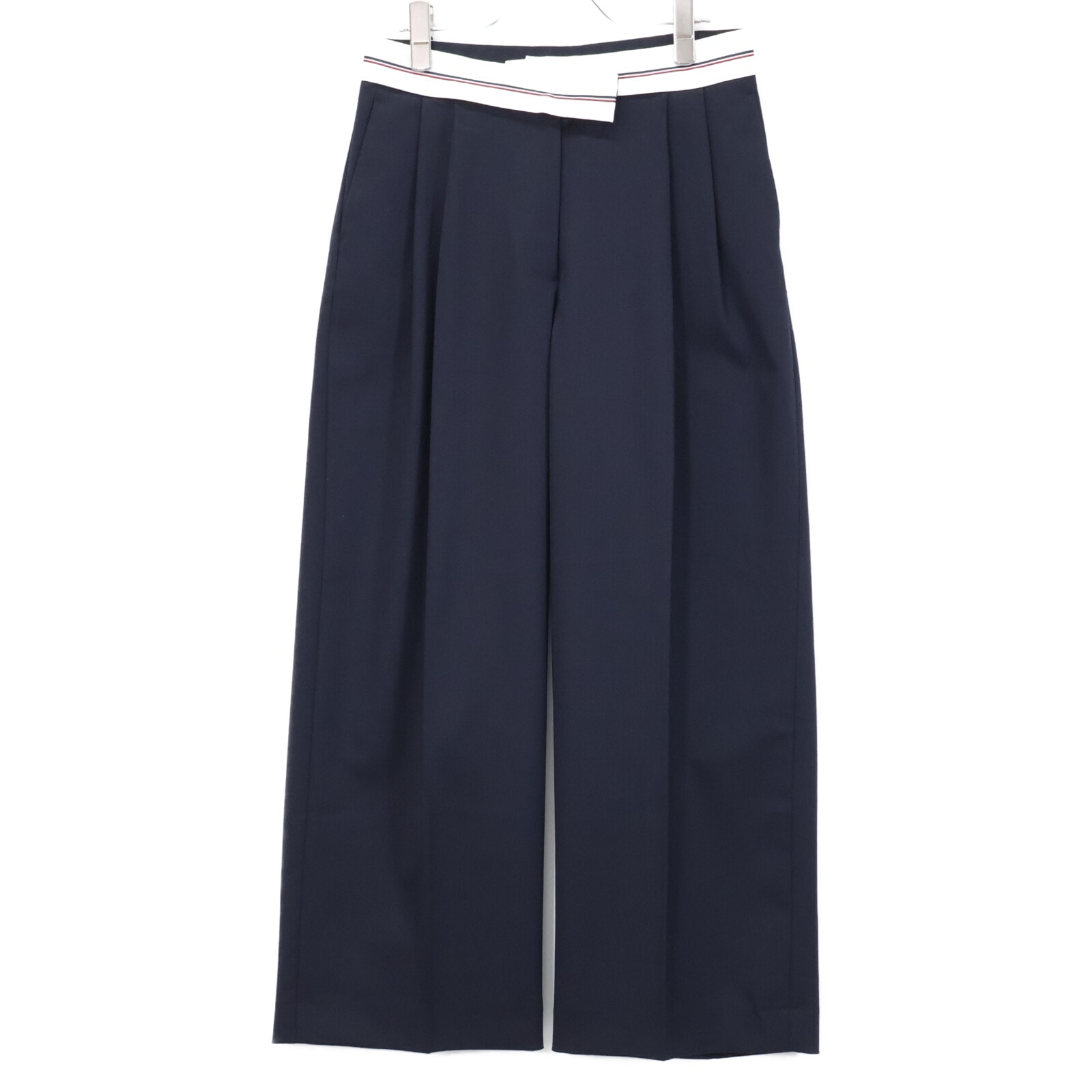トミーヒルフィガー WW44155 ネイビー プレッピー ワイドレッグパンツ 36
