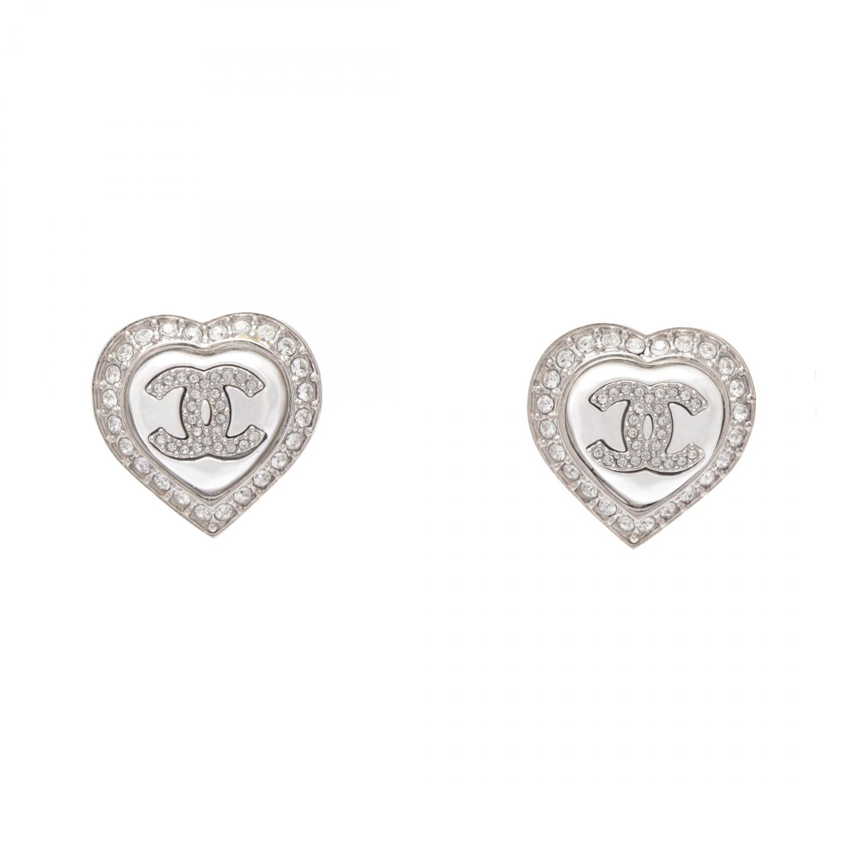 シャネル CHANEL ハート ココマーク B23B ピアス ジュエリー メタル / フェイクパール / ラインストーン レディース シルバー系 / ホワイト系 / クリア系 【中古】