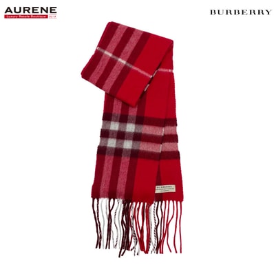 BURBERRY バーバリー ノバチェック 細め マフラー
スカーフ カシミヤ レッド レディース
【中古】