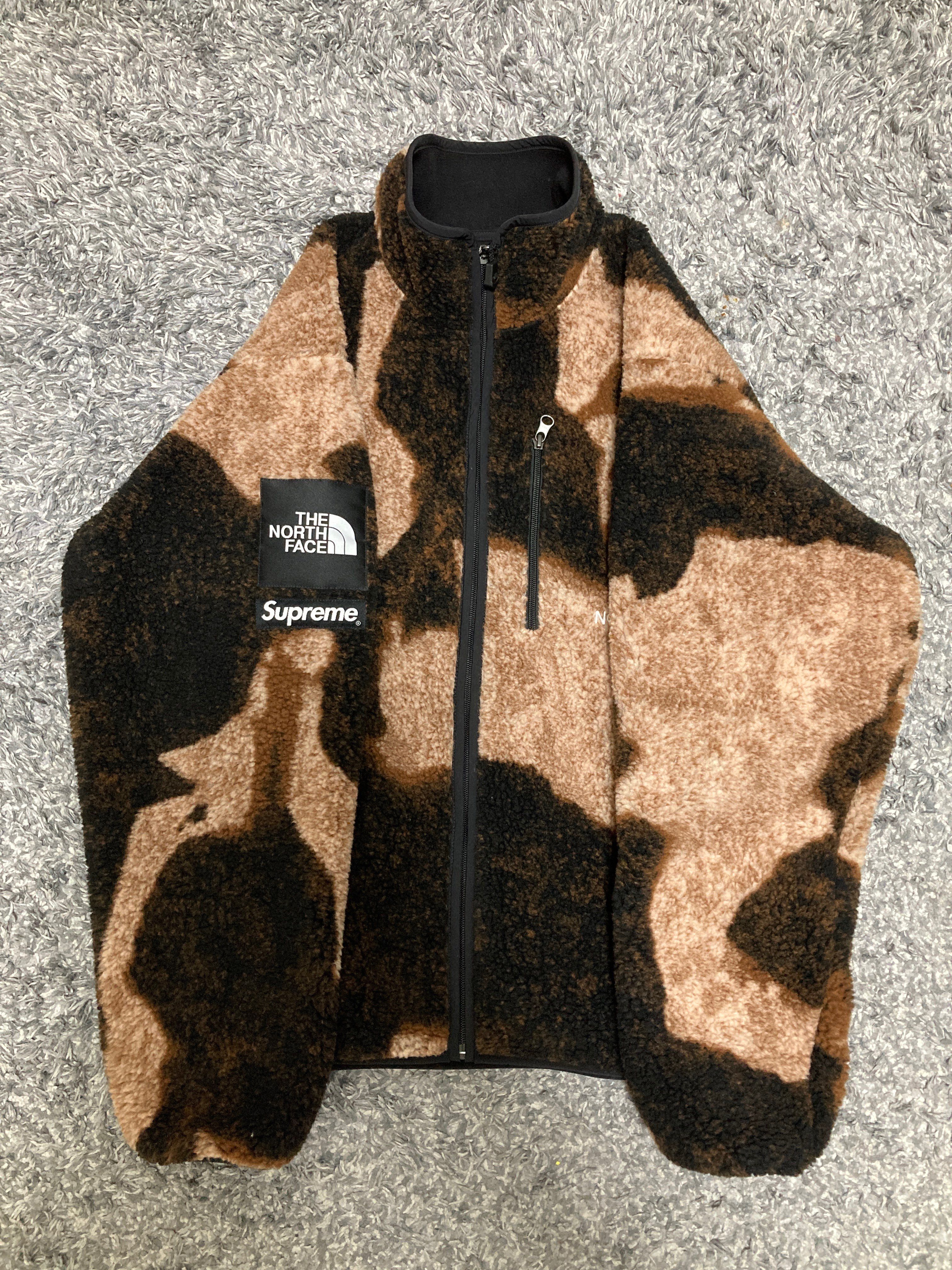 Supreme x The North Face Bleached Denim Print Fleece Jacket "Black"