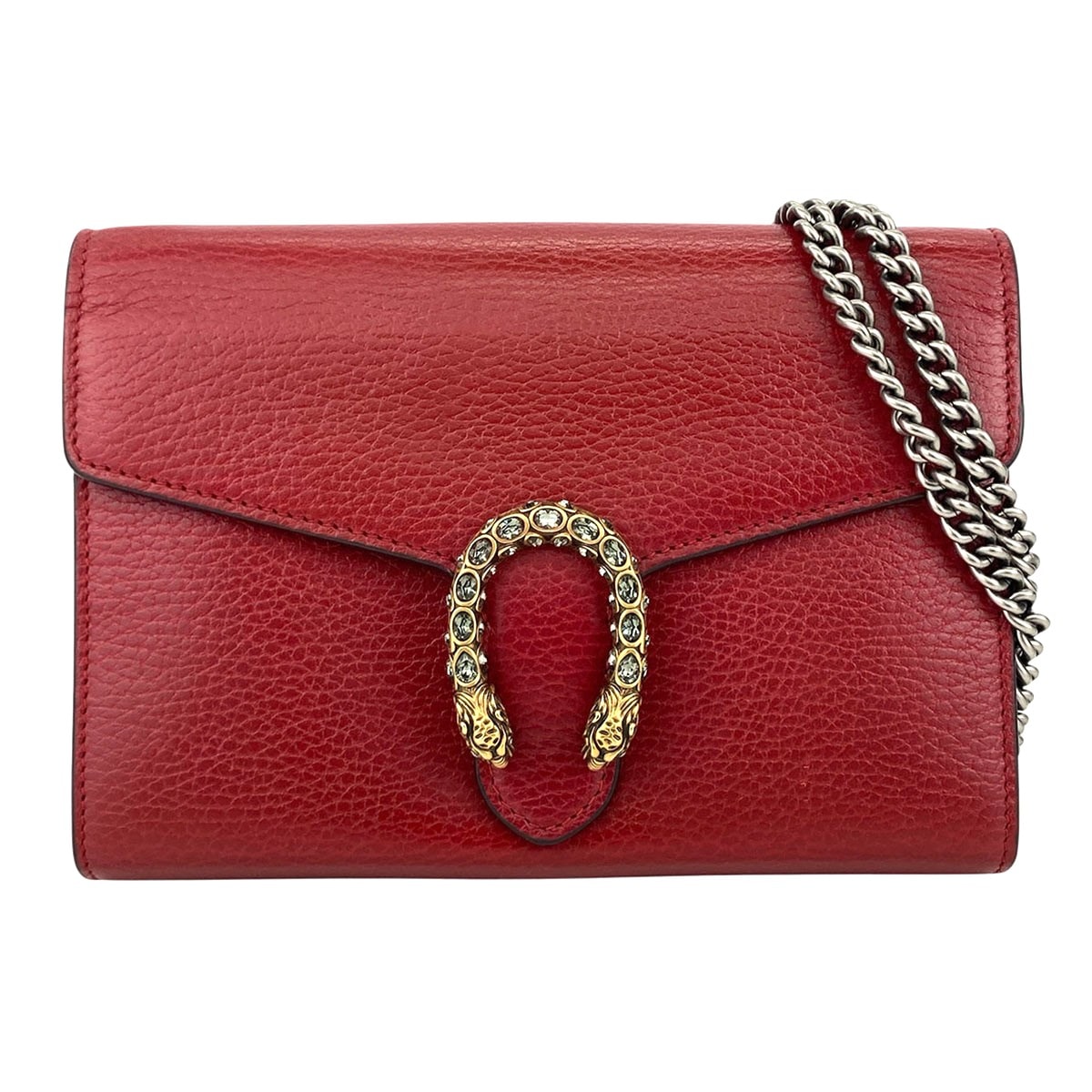GUCCI グッチ ディオニュソス チェーンウォレット ミニ レザー チェーンバッグ ショルダーバッグ 401231 レザー レッド レディース【中古】