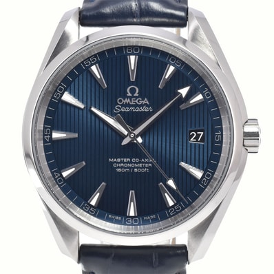 オメガ OMEGA 231.13.42.21.03.001 シーマスター アクアテラ ブルー 自動巻き メンズ 美品 腕時計 I#147766