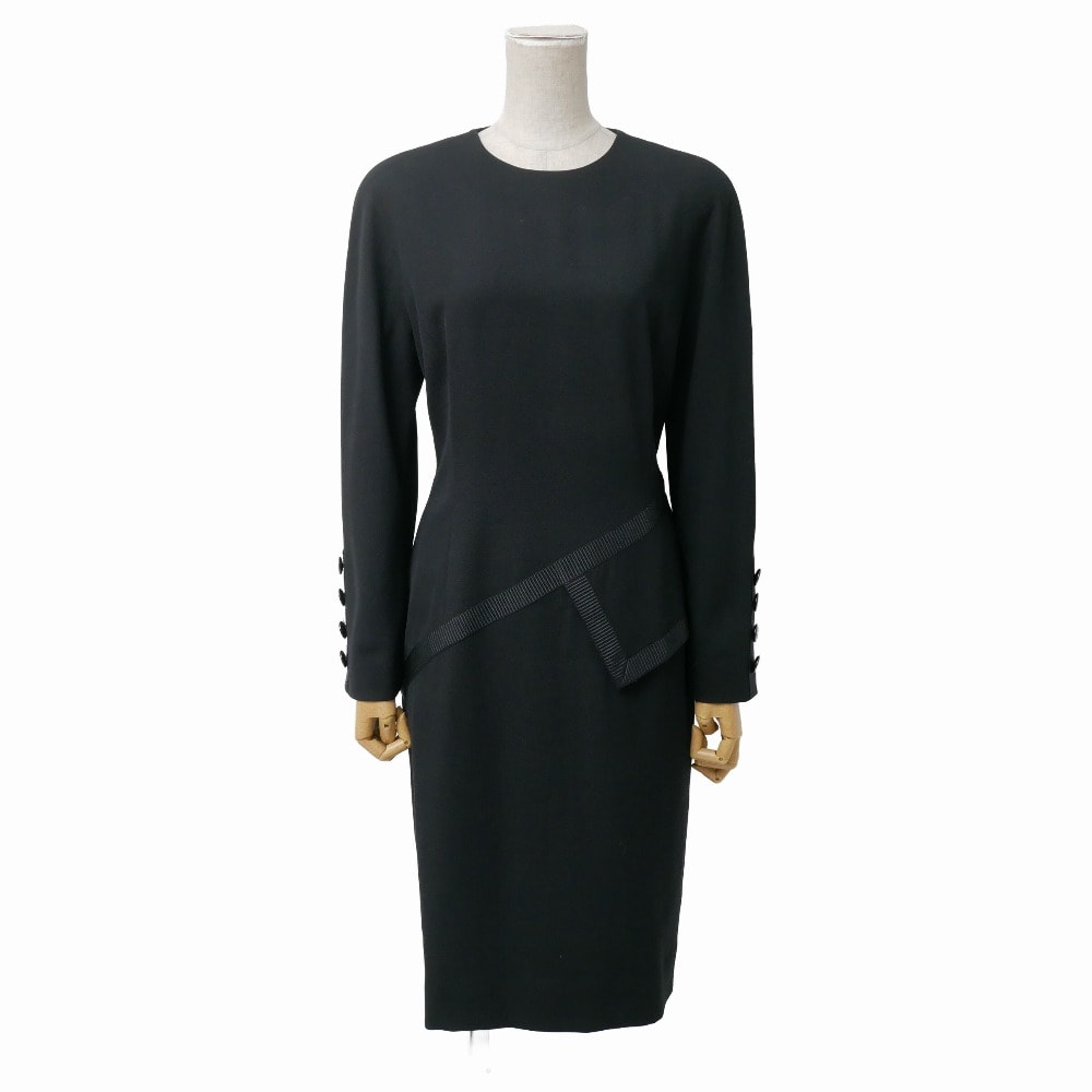 ■美品■Christian Dior クリスチャンディオール ヴィンテージ ワンピース サイズ9 長袖 ブラック ブランド古着【中古】20260604/RA9583