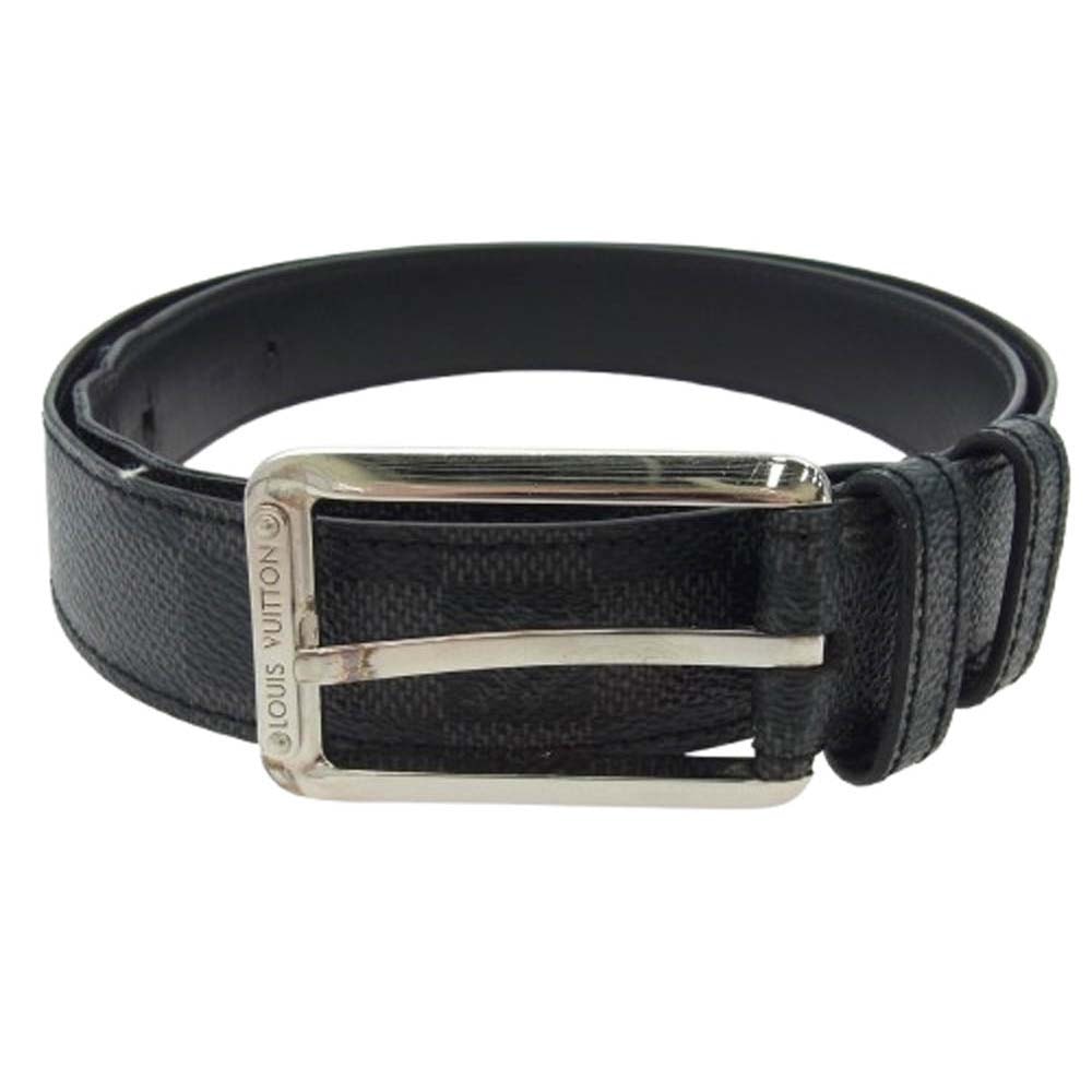 LOUIS VUITTON ルイ・ヴィトン ベルト M9636　 ダミエグラフィット シルバー金具 スクエアバックル ベルト ブラック系【中古】