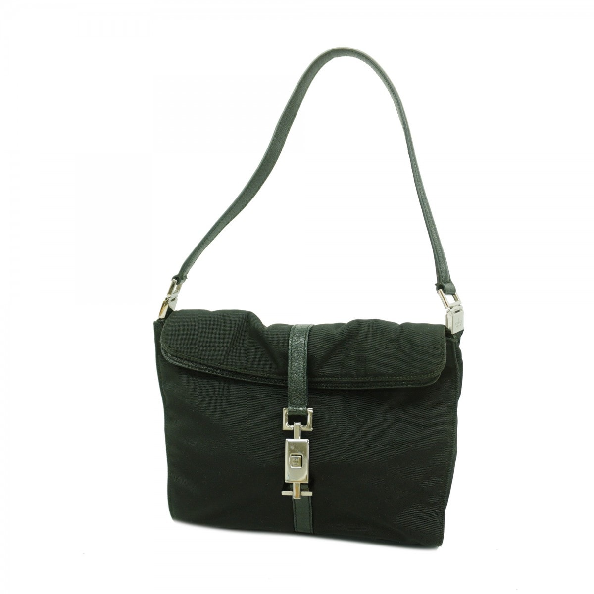 【6ce6370-k】グッチ ハンドバッグ ジャッキー 001 3734 ナイロンキャンバス ブラック シルバー金具【中古】レディース