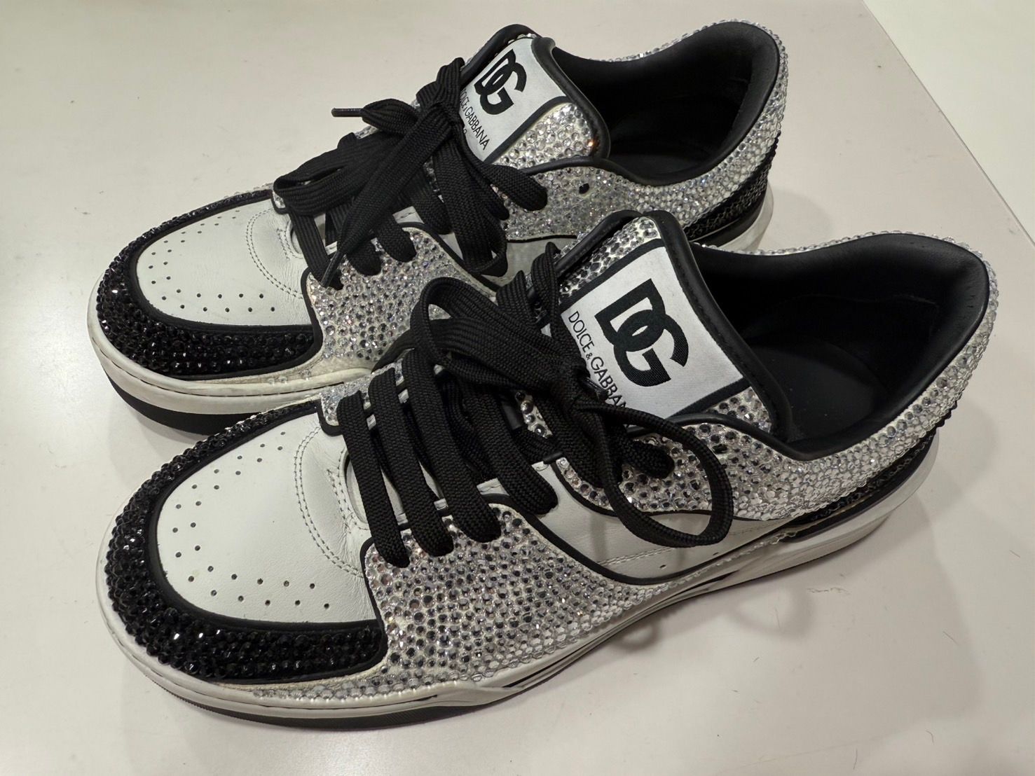 DOLCE&GABBANA 23FW NewRoma ストーン装飾 スニーカー *黒＆白 20045143_45249444_1000.jpg