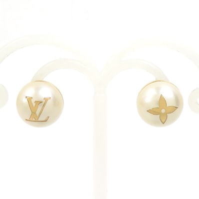ルイ ヴィトン LOUIS VUITTON ピアス ピアス スタッズ マイミックス パール フェイクパール/メタル ホワイト×ゴールド レディース M01589【中古】 h31869k