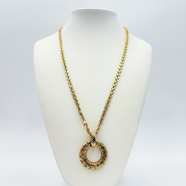 YVES SAINT LAURENT(イヴ・サンローラン)ヴィンテージ ネックレス ペンダント ラウンドモチーフ ゴールドカラー レディース【中古】