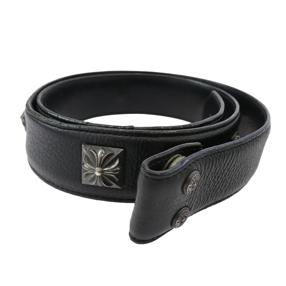 CHROME HEARTS クロムハーツ(原本無) ベルト STRAP PYRAMID ゼロピラミッド スタッズ レザー ベルトストラップ ブラック系 32【中古】