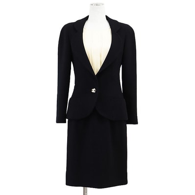 【美品】 シャネル セットアップ レディース ブラック ベージュ 36 CHANEL