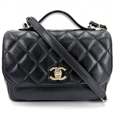 CHANEL シャネル 2WAY マトラッセ ココマーク ハンドバッグ チェーンショルダーバッグ 肩掛け 斜め掛け ビジネスアフィニティ キャビアスキン ブラック 黒 ゴールド金具 レディース【中古品】
