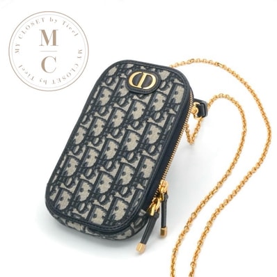 クリスチャンディオール CHRISTIAN DIOR 携帯・スマホアクセサリー ネイビー ゴールド 30 Montaigne Call'in Dior フォンホルダー フォンケース モバイルポーチ ポシェット