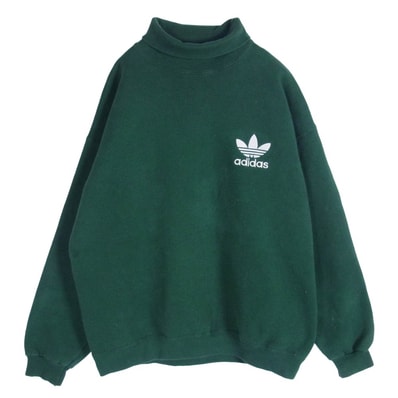 adidas アディダス スウェット 90s USA製 タートルネック スウェット トレーナー グリーン系 M【中古】