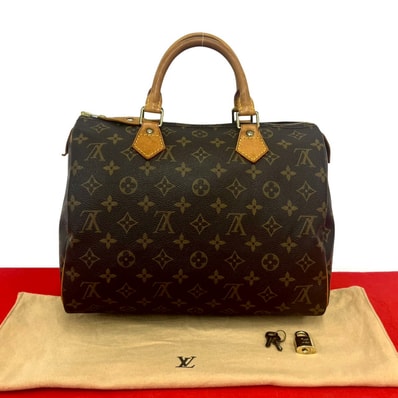 LOUIS VUITTON ルイヴィトン スピーディ 30 モノグラム レザー PVC ハンドバッグ ブラウン
37142