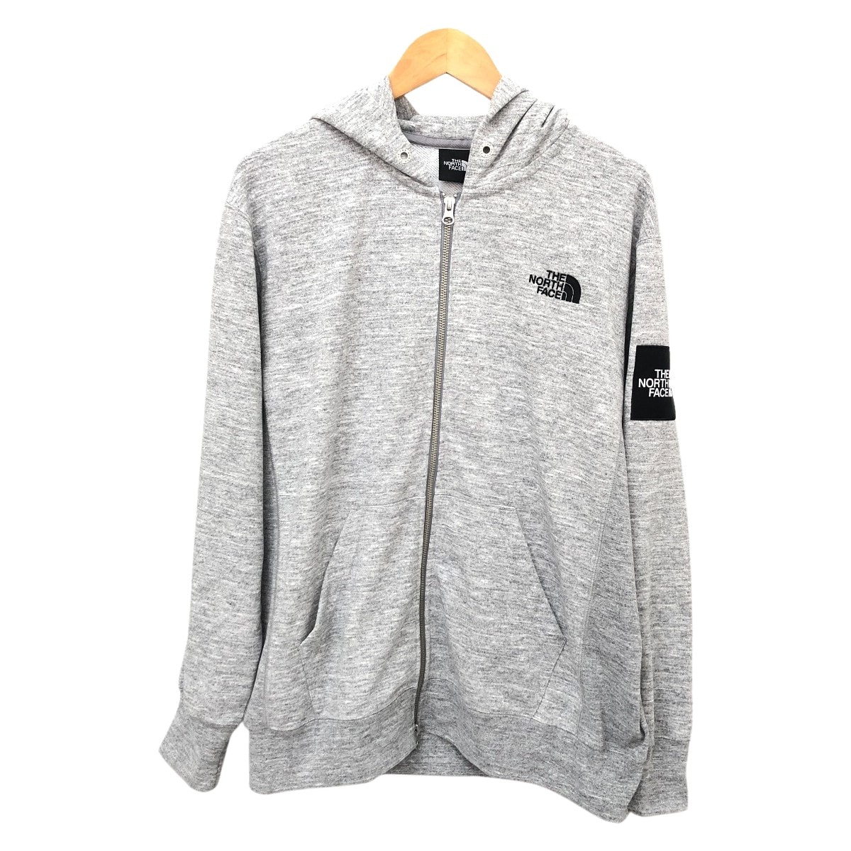 THE NORTH FACE ザノースフェイス パーカー スクエアロゴジップフーディ SIZE L NT12140 ライトグレー