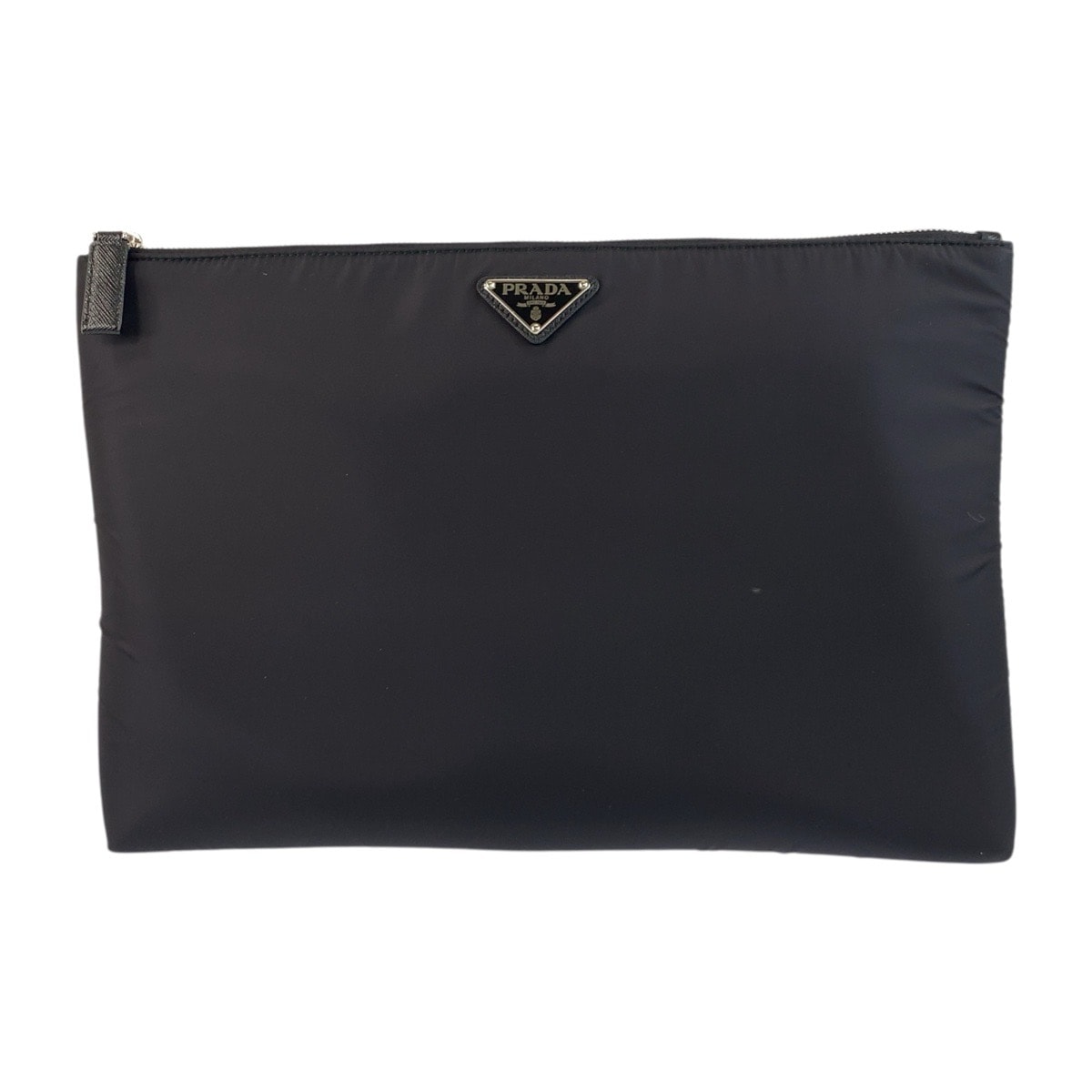 超美品 PRADA プラダ テスート 三角ロゴプレート ブラック 黒 シルバー金具 ナイロン クラッチバッグ セカンドバッグ 603623 【中古】