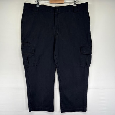 古着 ディッキーズ Dickies パンツ カーゴパンツ サイドポケット ジッパーフライ ワンポイントロゴ ワーク 作業着 ブラック系 メンズ