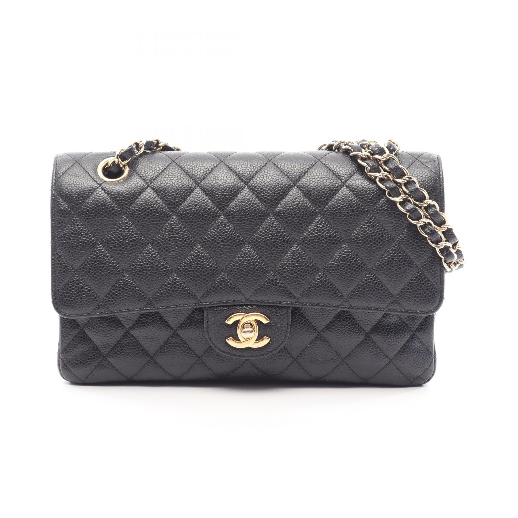シャネル CHANEL マトラッセ Wフラップ ショルダーバッグ バッグ キャビアスキン(グレインドカーフ) レディース ブラック系 【中古】