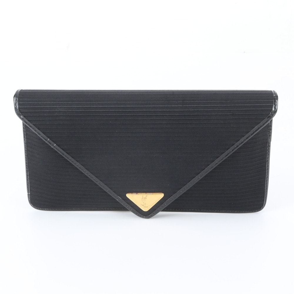 ■美品 イヴ サンローラン YSLクラッチ バッグ レザー×ナイロン