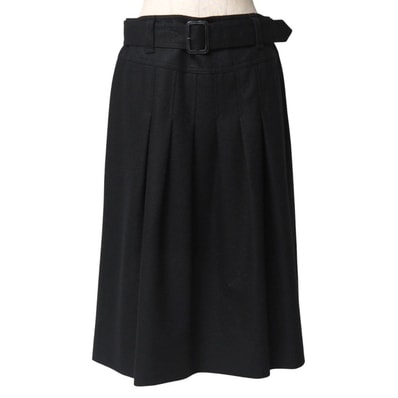 ■美品■BURBERRY バーバリー スカート サイズ40 ベルテッド プリーツ フレア ひざ丈 ブランド古着【中古】20251117/RA6506