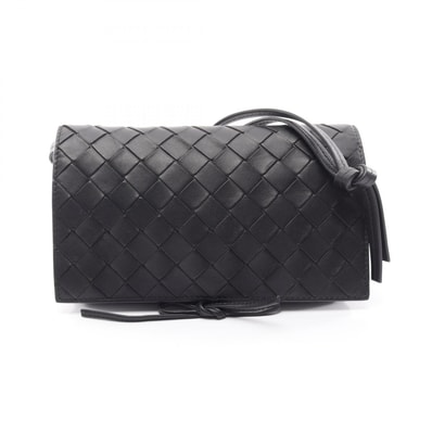 ボッテガヴェネタ BOTTEGA VENETA イントレチャート ショルダーバッグ バッグ レザー レディース ブラック系 【中古】