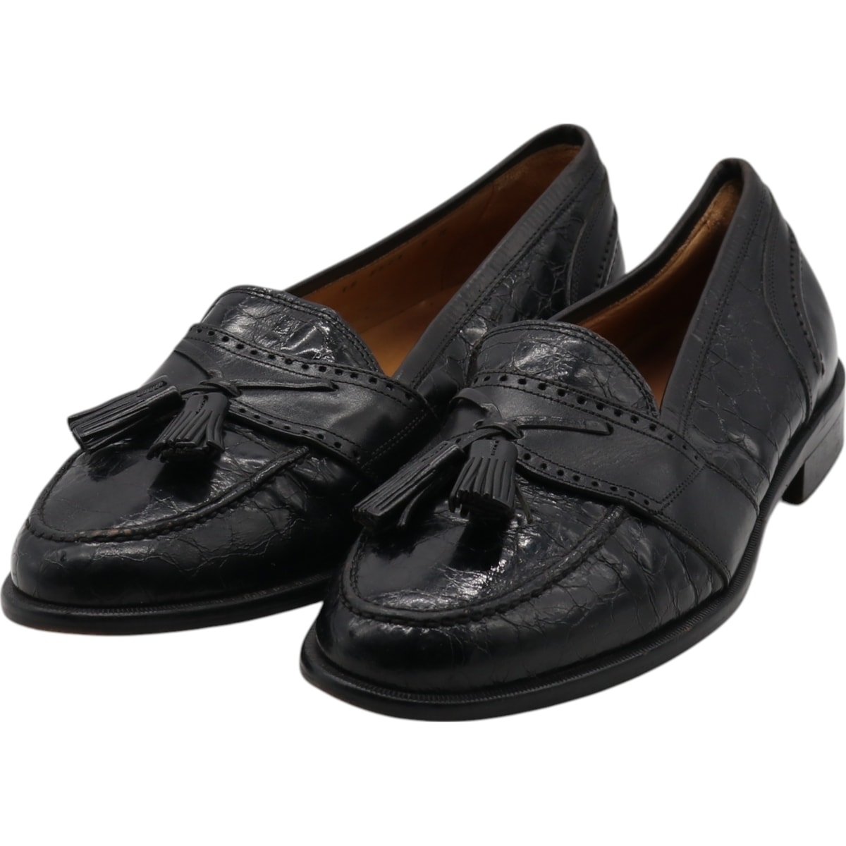 古着 ジョンストンアンドマーフィー JOHNSTON AND MURPHY クロコダイル 型押し タッセルローファー イタリア製 9M メンズ27.5cm相当/saa014267