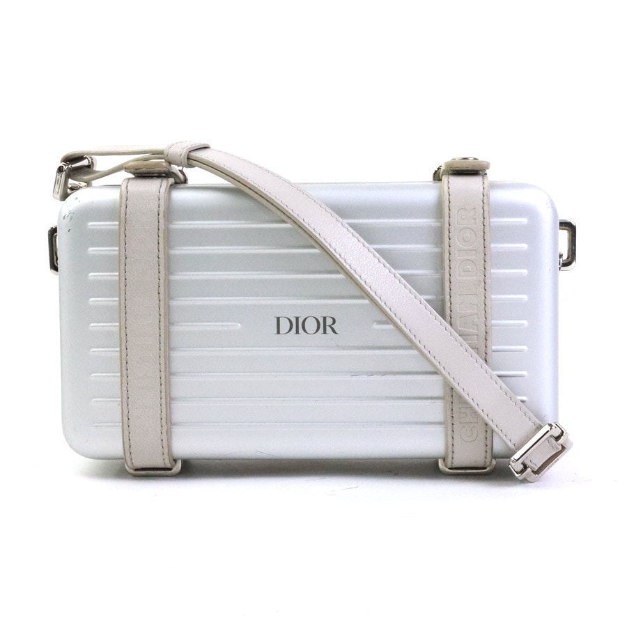 ディオール Dior 斜め掛けショルダーバッグ Dior x RIMOWA アルミ/レザー シルバー/ライトグレー シルバー ユニセックス【中古】 e62303a