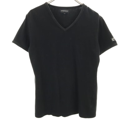 Emporio Armani エンポリオアルマーニ 日本製 半袖 Vネック Tシャツ XL ブラック