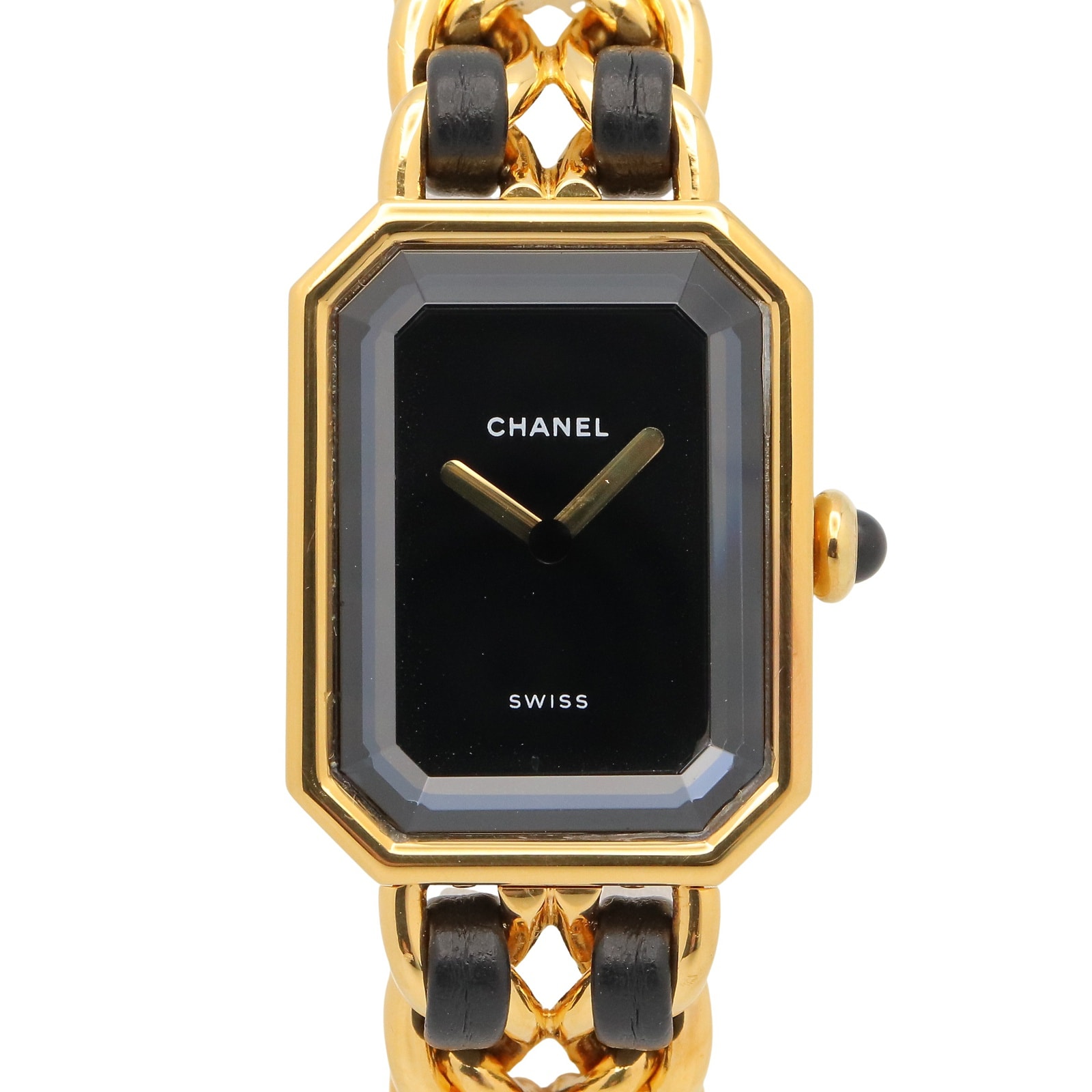 シャネル CHANEL プルミエール M 腕時計 時計 GP(ゴールドメッキ) レザー レディース ブラック系 H0001 【中古】