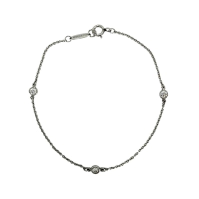 TIFFANY&Co. ティファニー ブレスレット エルサペレッティ バイザヤード アクセサリー ジュエリー 3Pダイヤ Pt950プラチナ ダイヤモンド レディース 約1.4g【中古品】