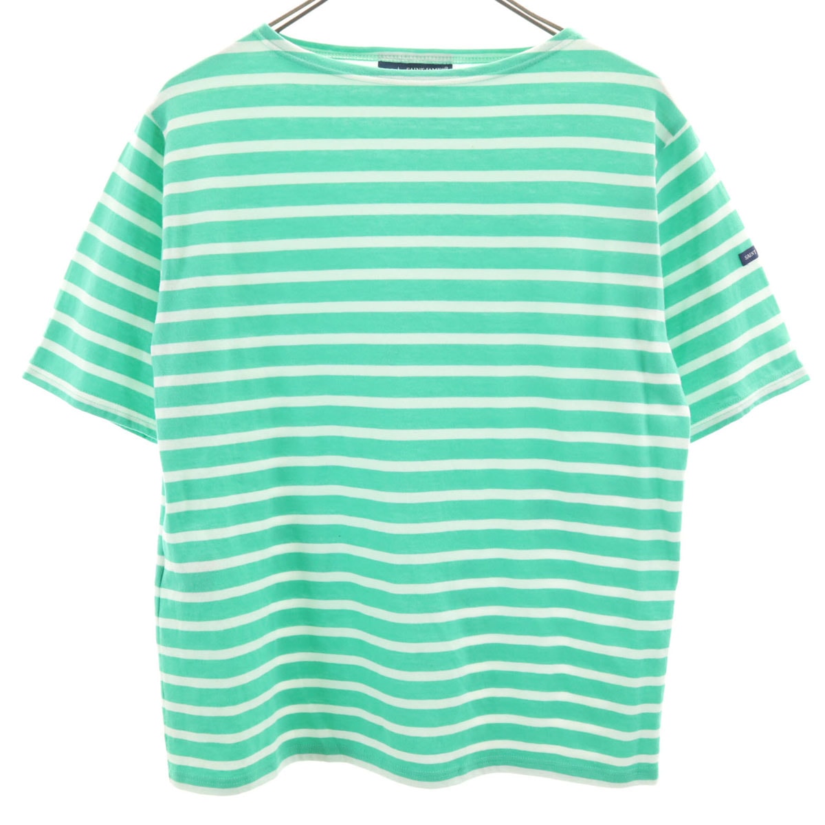 SAINT JAMES セントジェームス フランス製 ボーダー柄 半袖 ボートネック Tシャツ SM グリーン ユニセックス