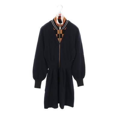 ルイ・ヴィトン LOUIS VUITTON ダミエ ジップアップ フェイクレイヤード ワンピース 衣料品 トップス ウール カシミヤ レディース ネイビー系 / マルチカラー RW192B SWU FHKD86 【中古】