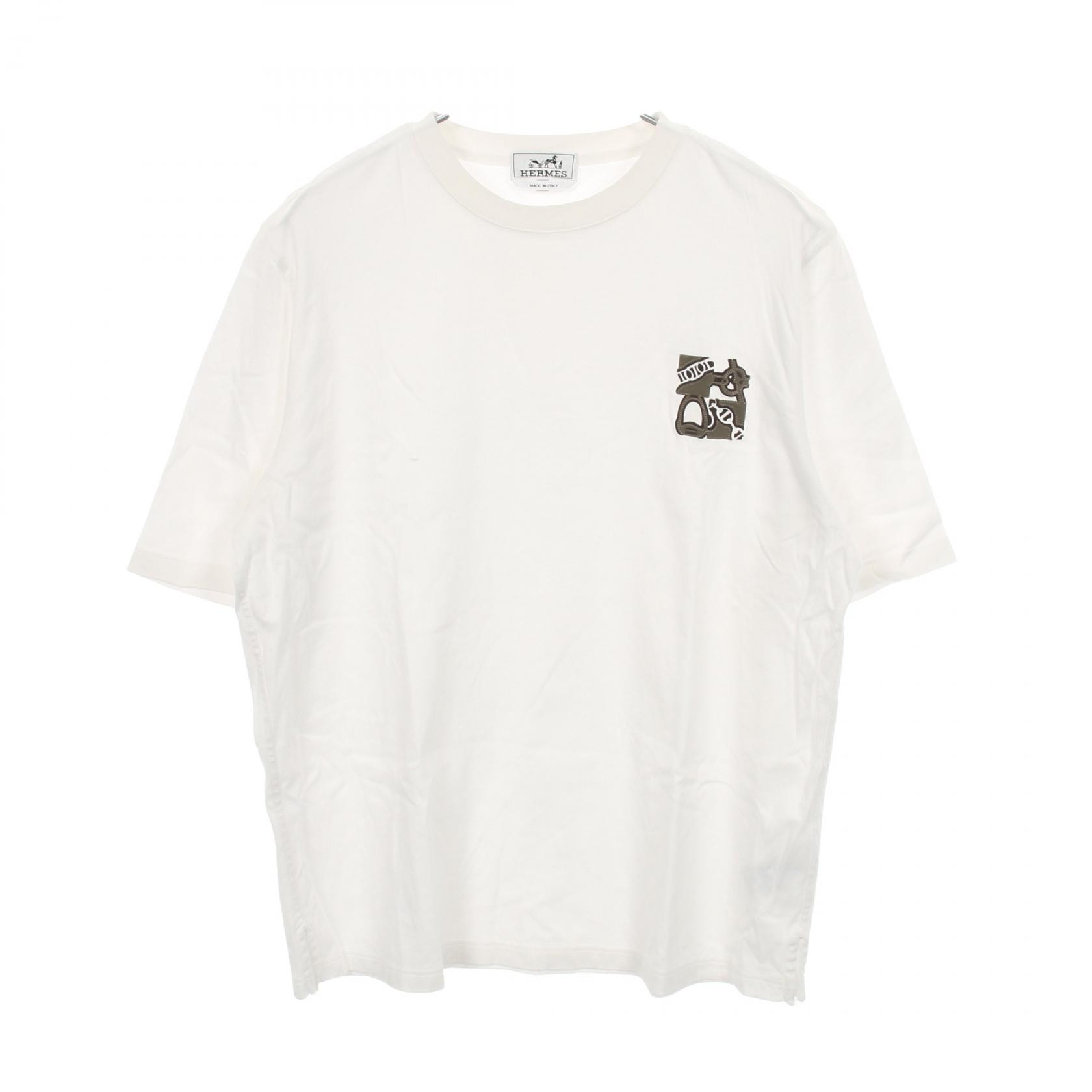 エルメス HERMES ミニパッチ メタルリー オ カレ 半袖Tシャツ 衣料品 トップス コットン ホワイト メンズ ホワイト系 【中古】