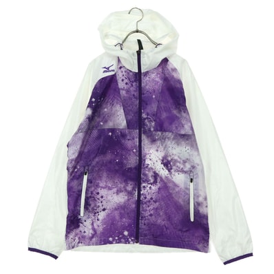 Mizuno ミズノ バイカラー 長袖 ナイロンジャケット M パープル系 アイボリー