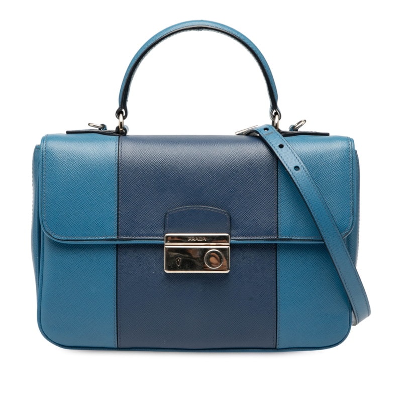 プラダ ハンドバッグ ショルダーバッグ 2WAY B2485C ブルー サフィアーノレザー レディース PRADA 【中古】