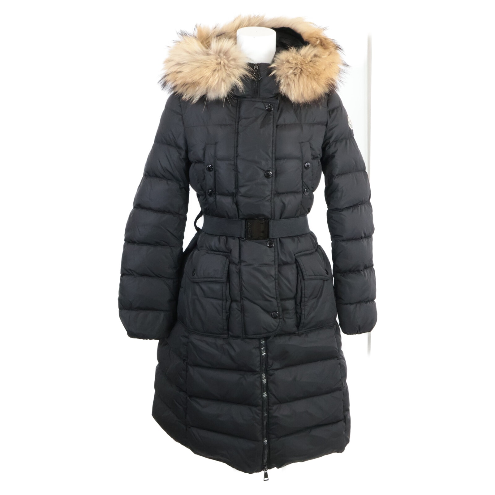 モンクレール KHLOE クロエ ベルト付きファーフードダウンコート 00