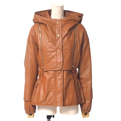 TOD’S トッズ ジャケット サイズ42 ラムレザー フーディーZIPアップ レザージャケット イタリア製 ブランド古着【中古】20250404/RA4071